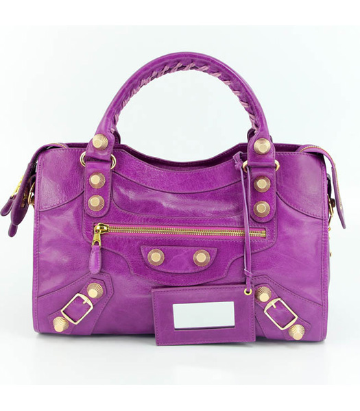 Balenciaga Motorcycle City Bag in Medio pelle Olio Viola (Gol